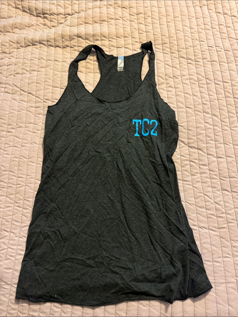 Next Level Apparel Black Racerback Tank with Blue TC2 Logo